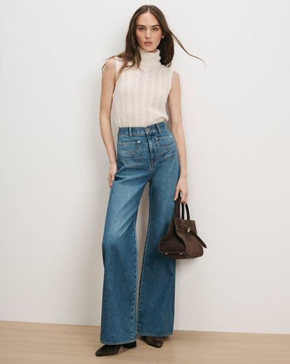 Veronica Beard | Mazzy Pointelle Sleeveless Sweater in Dove White Dove White