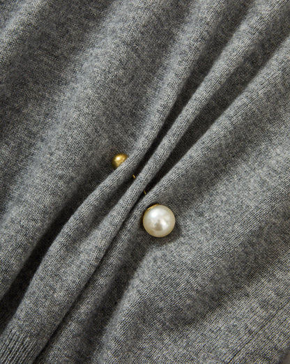 Veronica Beard | Frankie Brooch Pullover in Medium Heather Grey Cashmere Medium Heather Grey
