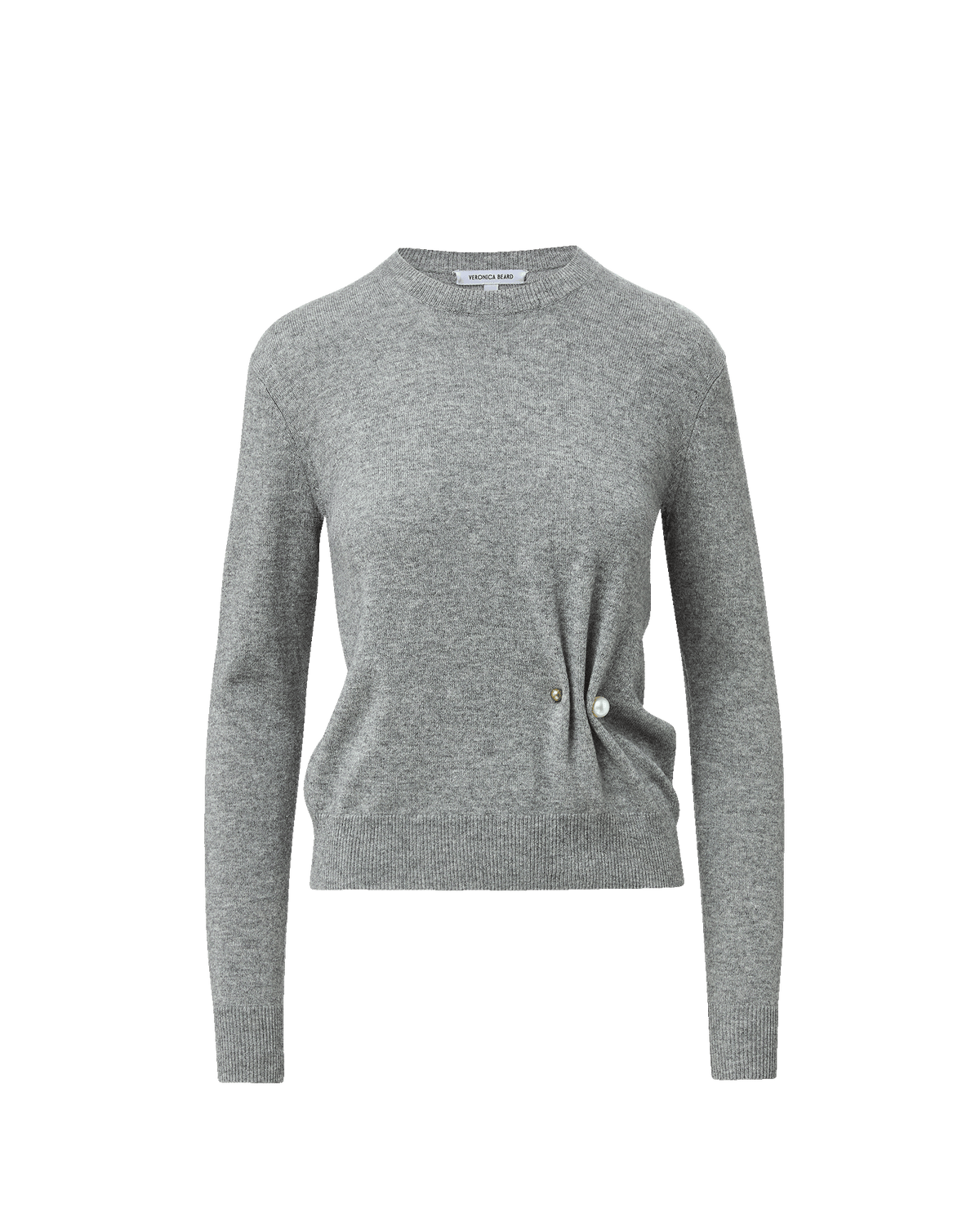 Veronica Beard | Frankie Brooch Pullover in Medium Heather Grey Cashmere Medium Heather Grey