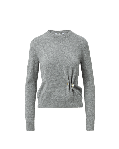 Veronica Beard | Frankie Brooch Pullover in Medium Heather Grey Cashmere Medium Heather Grey