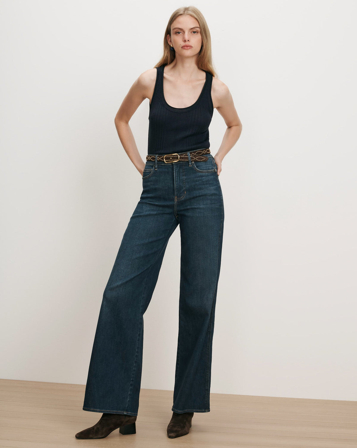 Veronica Beard | Birke Merino Wool Tank Top in Heritage Navy Melange Heritage Navy Melange