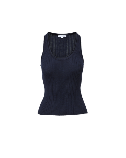 Veronica Beard | Birke Merino Wool Tank Top in Heritage Navy Melange Heritage Navy Melange