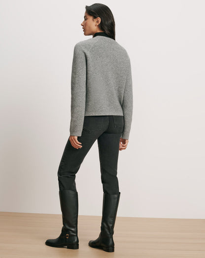 Veronica Beard | Elwood Merino Wool Cardigan in Medium Heather Grey Medium Heather Grey