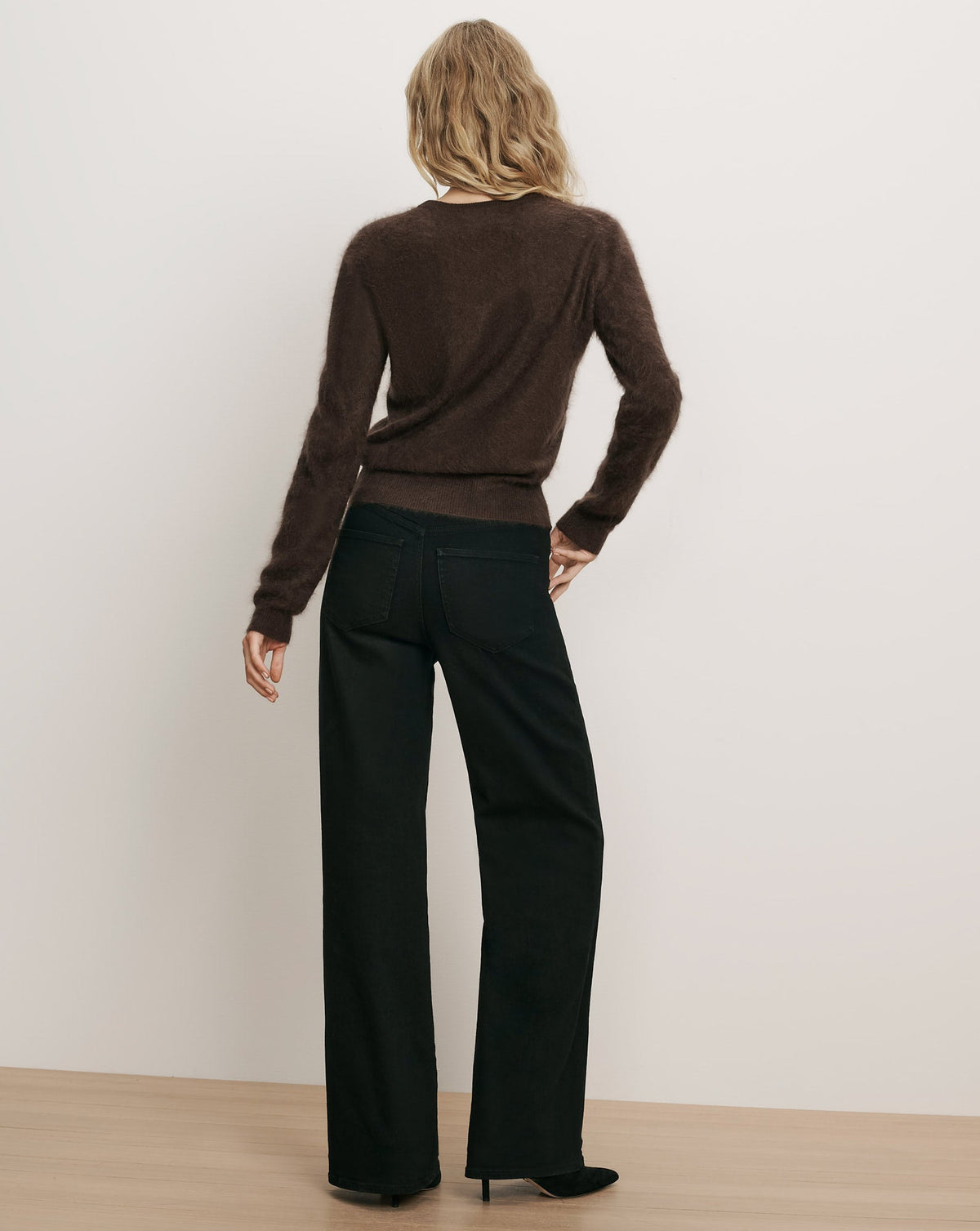 Veronica Beard | Frankie Brushed Cashmere Pullover in Dark Brown Espresso