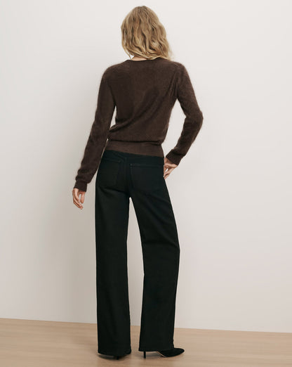 Veronica Beard | Frankie Brushed Cashmere Pullover in Dark Brown Espresso