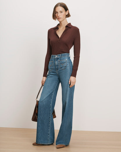 Veronica Beard | Rouni Merino Wool Pullover in Burgundy Burgundy
