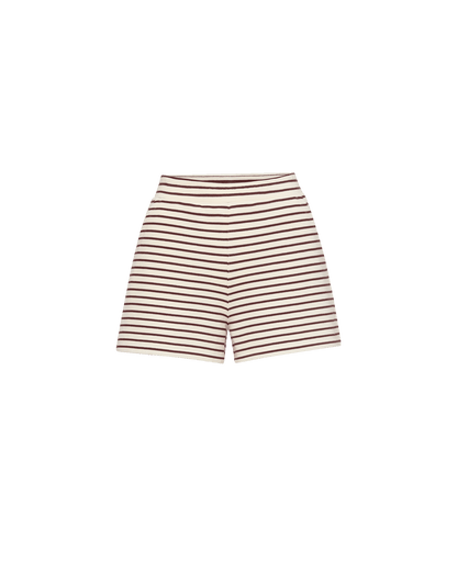 Veronica Beard | Brighton Striped Short in Dove White & Raisin Burgundy Dove White/Raisin