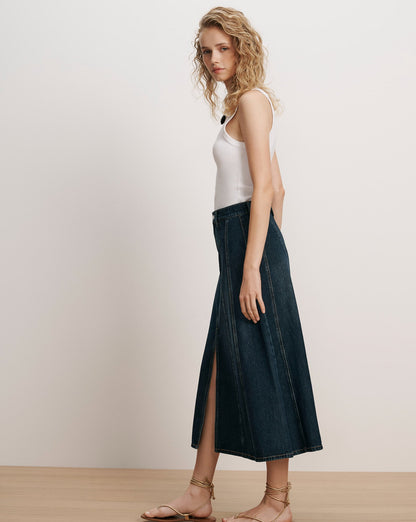 Veronica Beard | Nasreen Denim Midi Skirt in Heart Breaker Heart Breaker