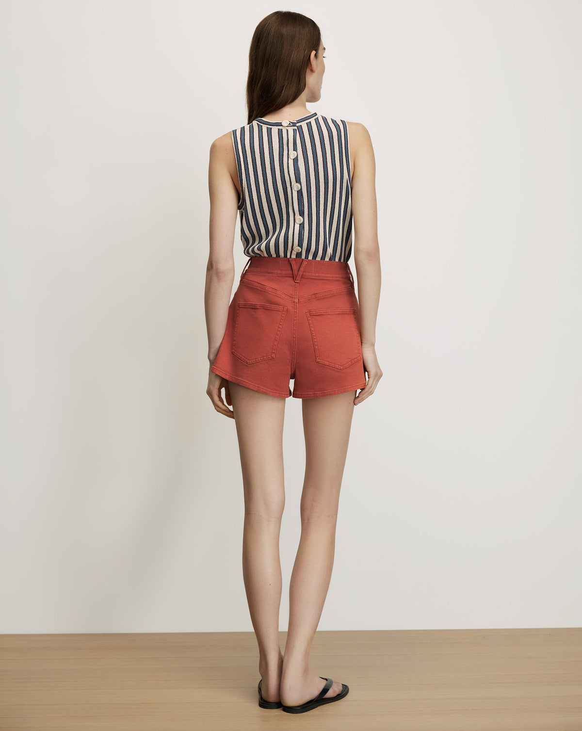 Veronica Beard | Elijah Denim Short in Rust Red Rust