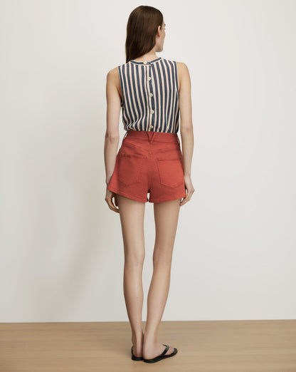 Veronica Beard | Elijah Denim Short in Rust Red Rust