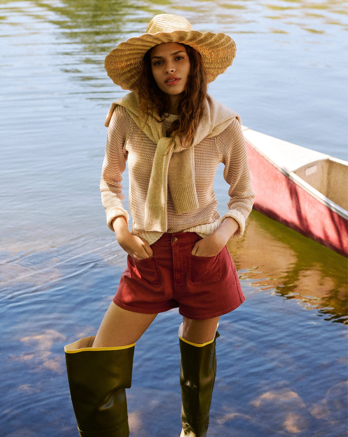 Veronica Beard | Elijah Denim Short in Rust Red Rust