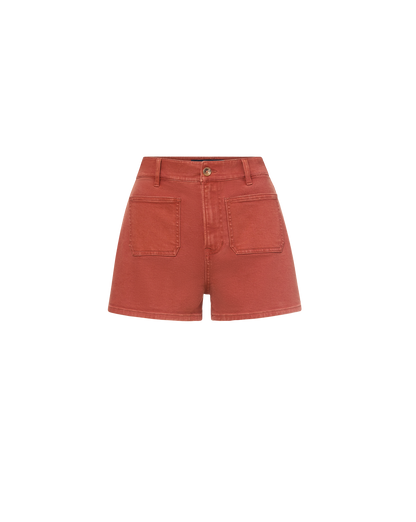Veronica Beard | Elijah Denim Short in Rust Red Rust