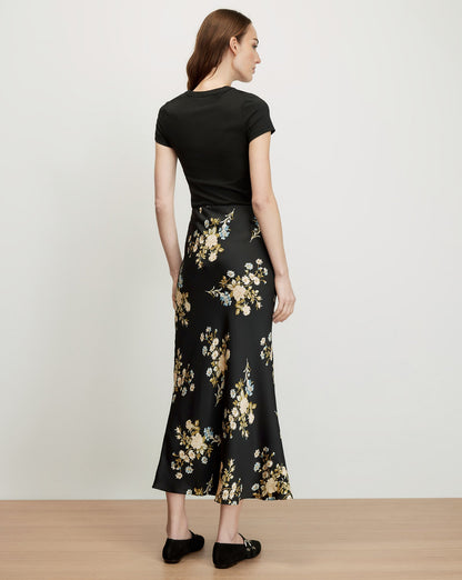 Veronica Beard | Clover Floral Midi Skirt in Black Multi Black Multi