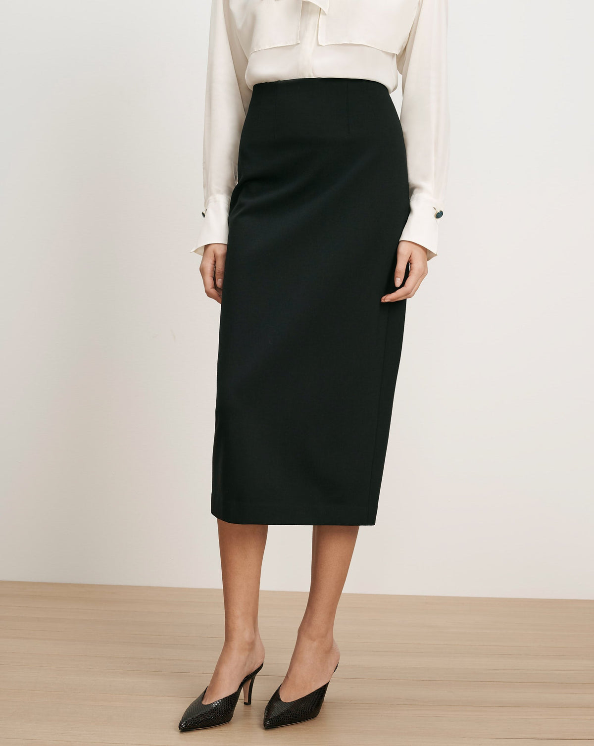 Veronica Beard | Holmes Ponte Midi Skirt in Black Black