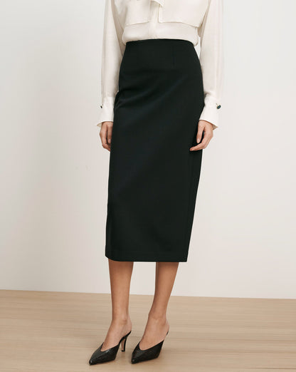 Veronica Beard | Holmes Ponte Midi Skirt in Black Black