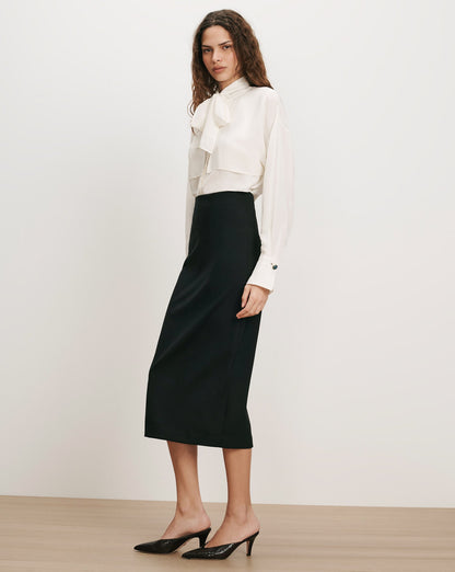 Veronica Beard | Holmes Ponte Midi Skirt in Black Black