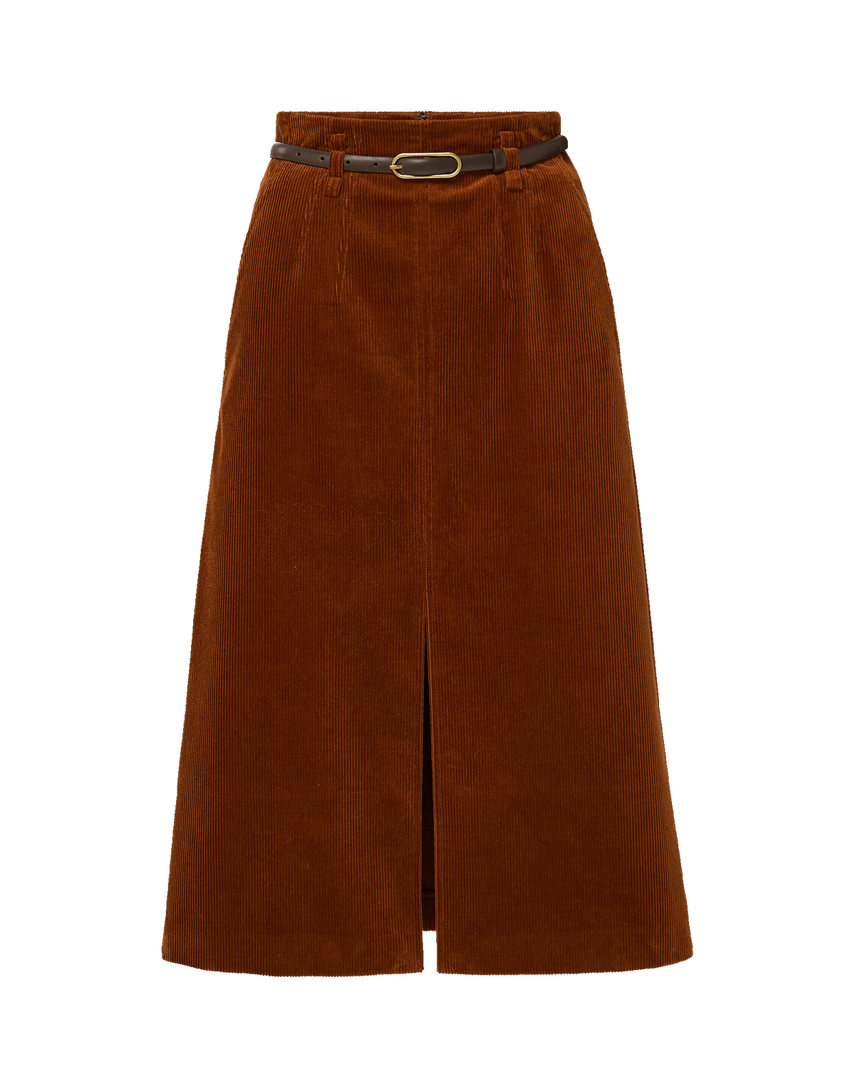 Veronica Beard | Alexie Corduroy Midi Skirt in Rust Red Rust