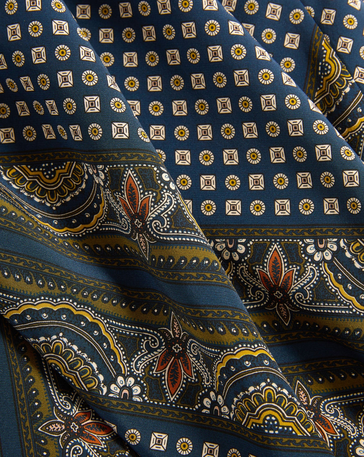 Veronica Beard | Hartley Asymmetric Midi Skirt in Heritage Navy Multi Heritage Navy Multi