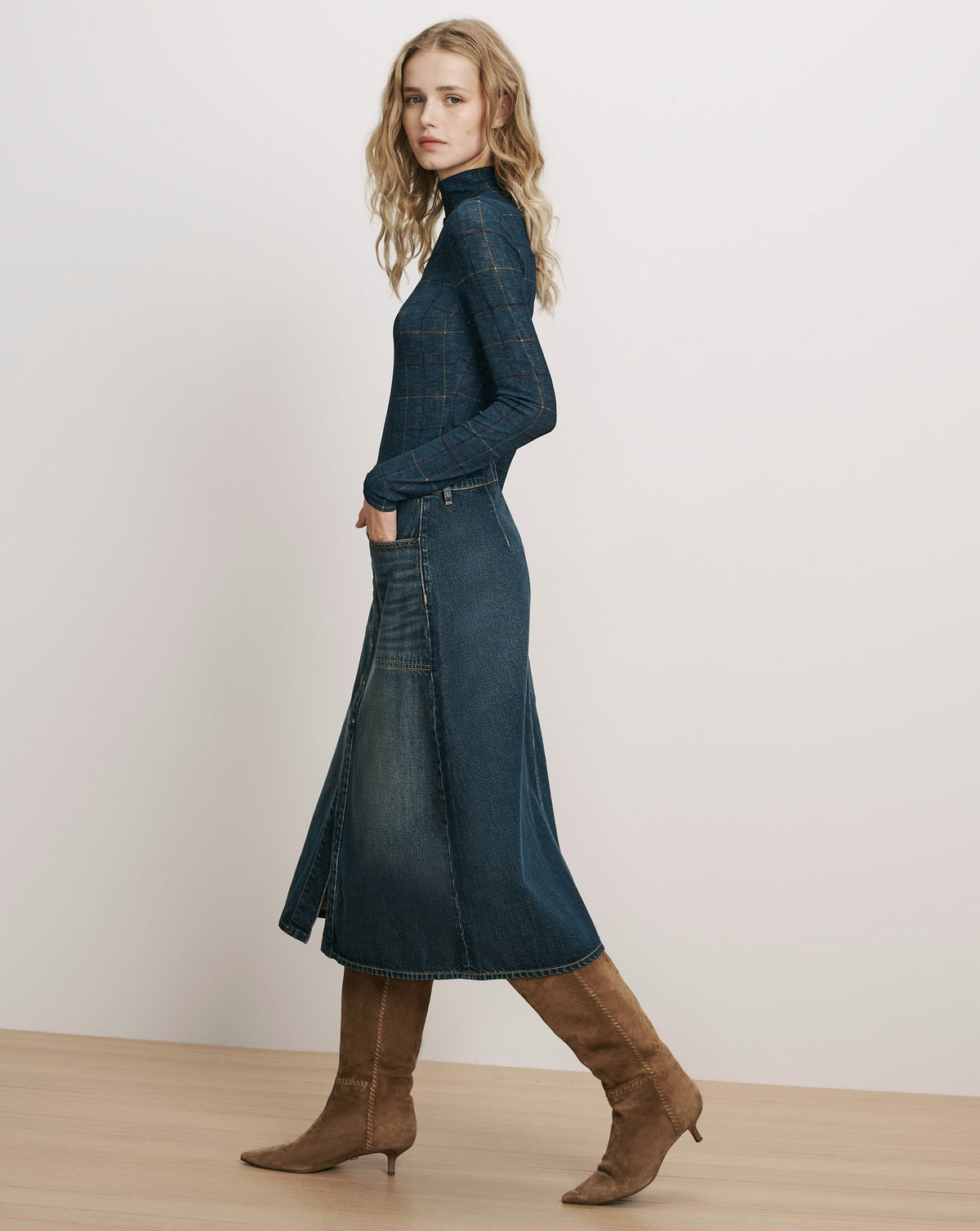 Veronica Beard | Hathaway Denim Maxi Skirt in Blue Denim Sweet Dream