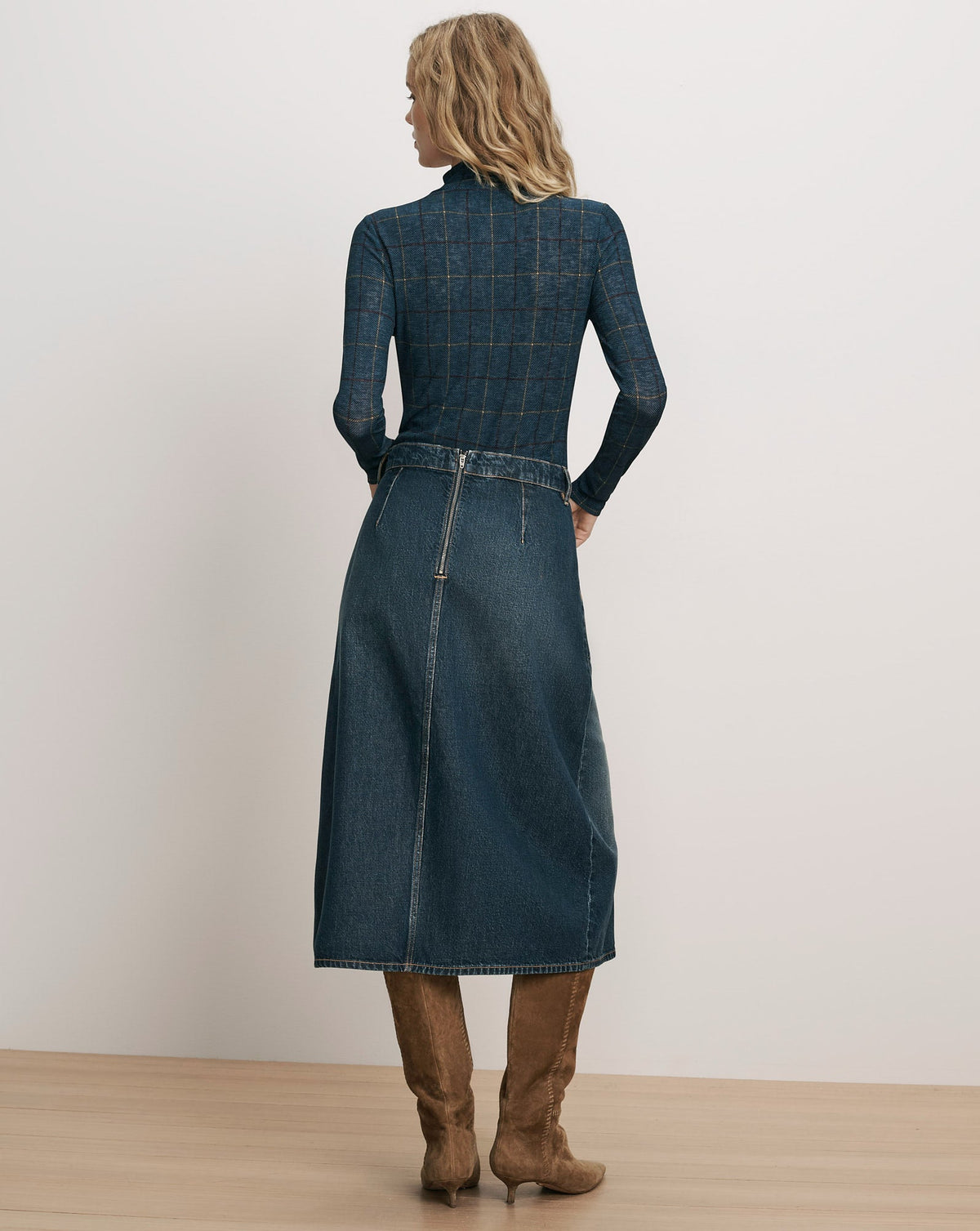 Veronica Beard | Hathaway Denim Maxi Skirt in Blue Denim Sweet Dream