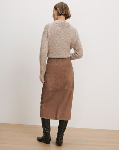 Veronica Beard | Callisian Suede Midi Skirt in Taupe Bark Bark