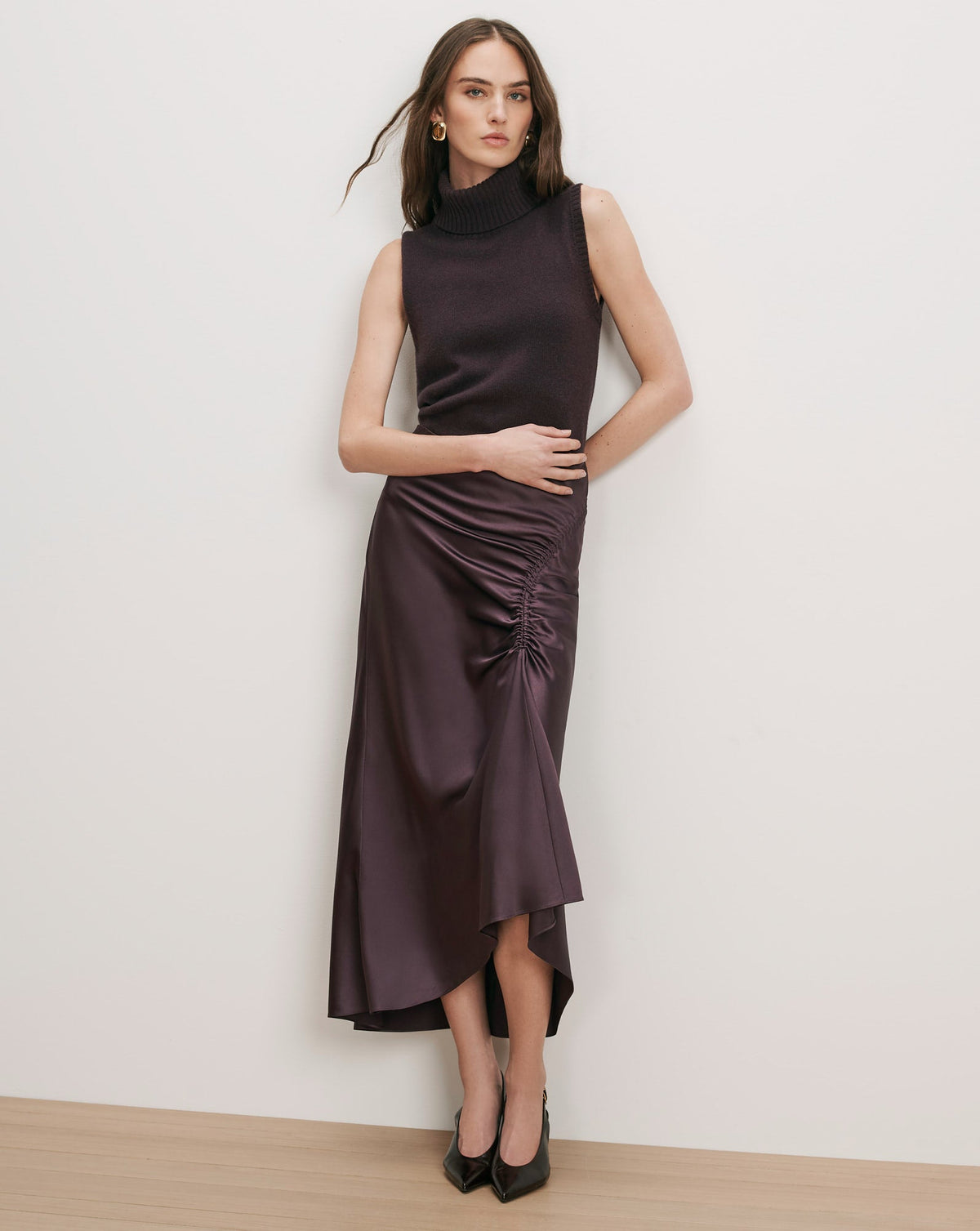 Veronica Beard | Felecia Midi Skirt in Dark Purple Dark Eggplant