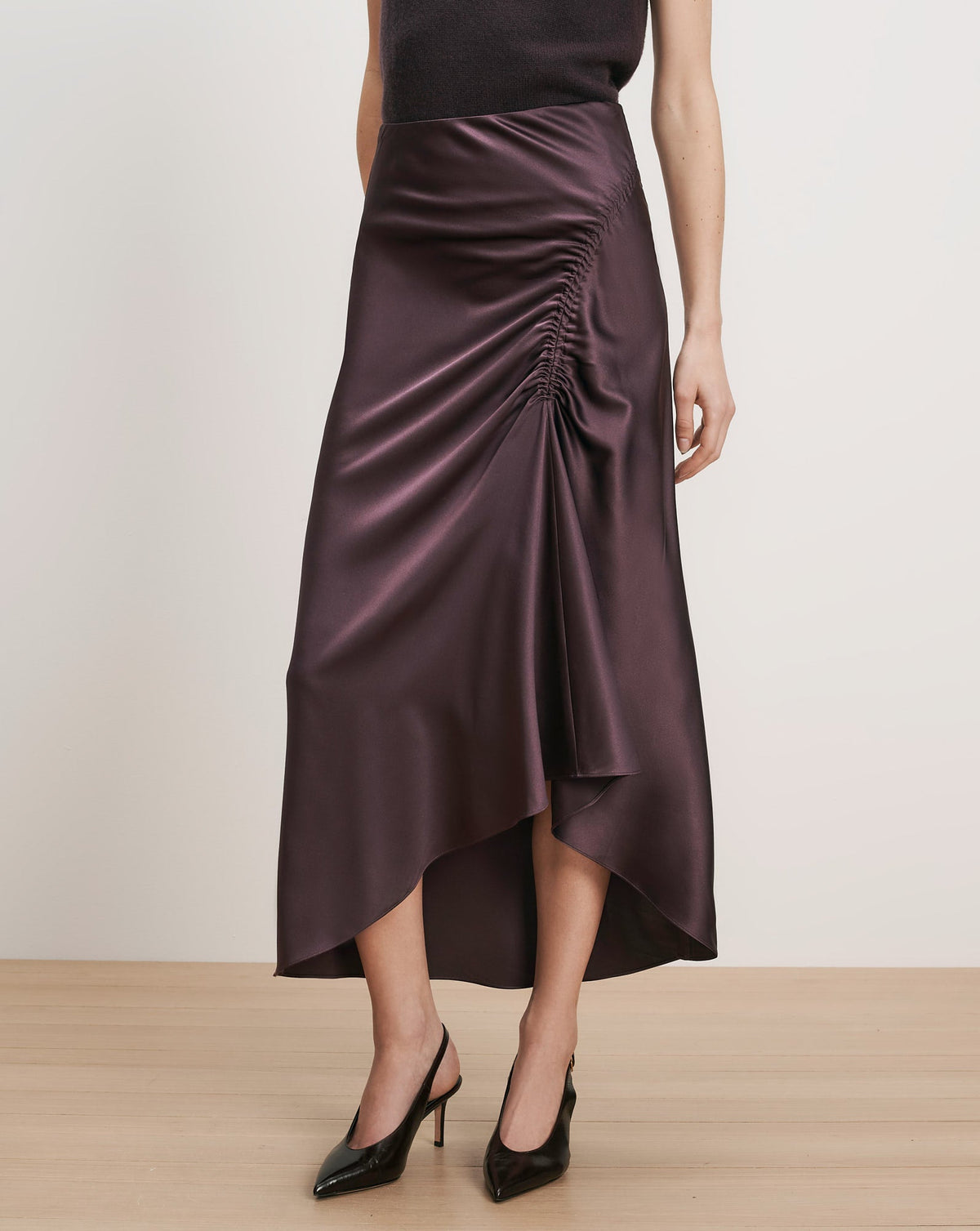 Veronica Beard | Felecia Midi Skirt in Dark Purple Dark Eggplant