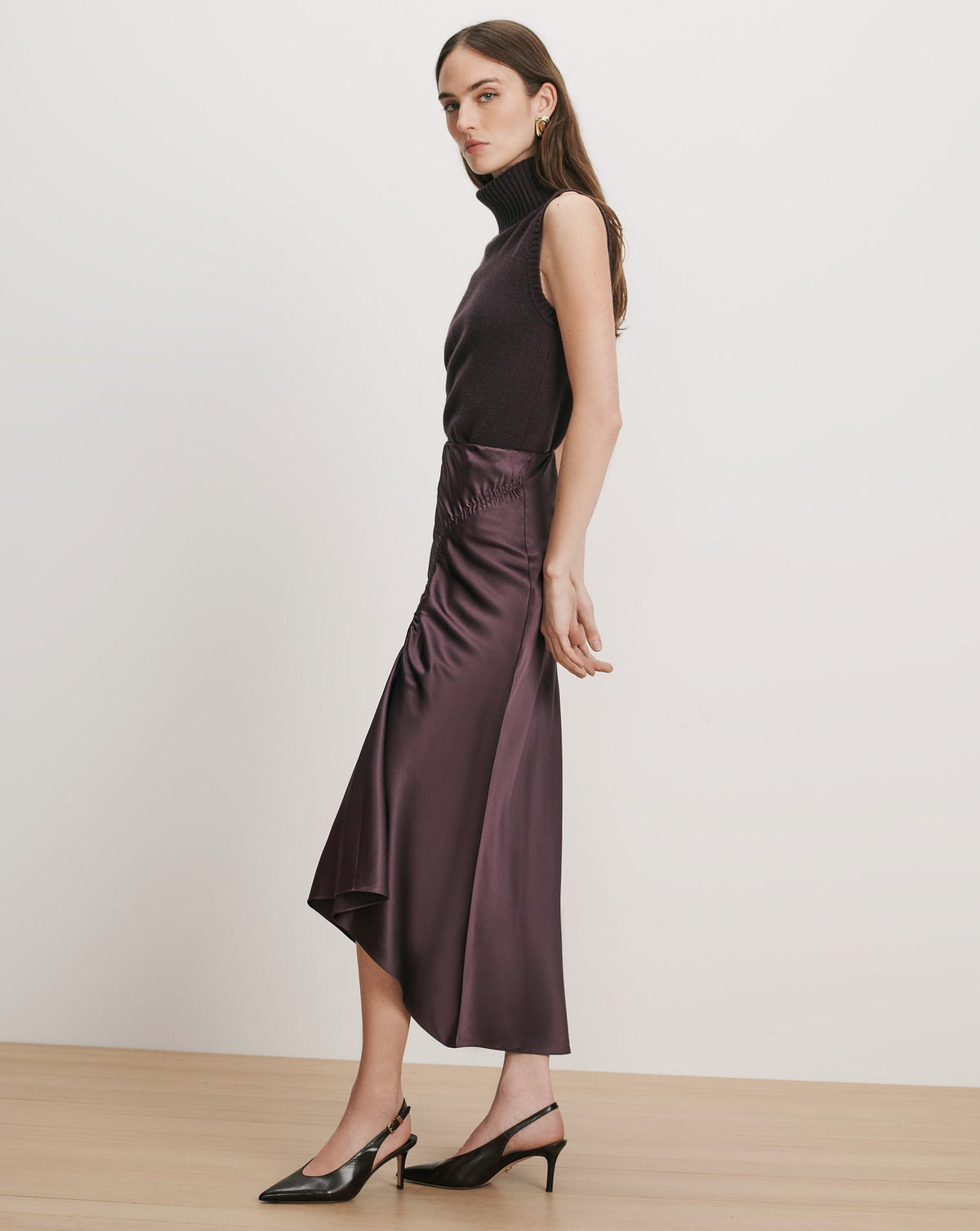Veronica Beard | Felecia Midi Skirt in Dark Purple Dark Eggplant
