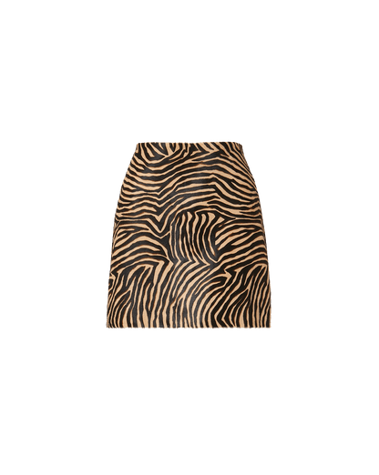 Veronica Beard | Ohemia Calf Hair Mini Skirt in Tan Multi Tan Multi