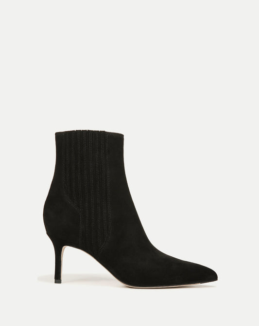 Veronica Beard | Lisa Mid-Heel Ankle Boot in Black Suede Black