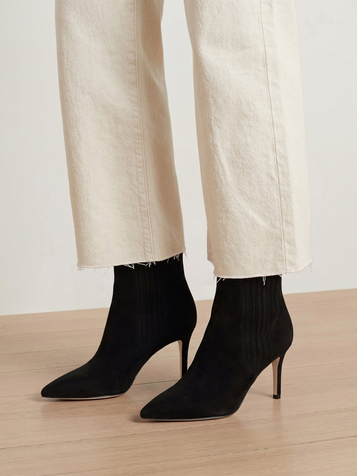Veronica Beard | Lisa Mid-Heel Ankle Boot in Black Suede Black