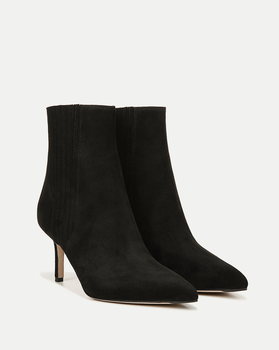 Veronica Beard | Lisa Mid-Heel Ankle Boot in Black Suede Black