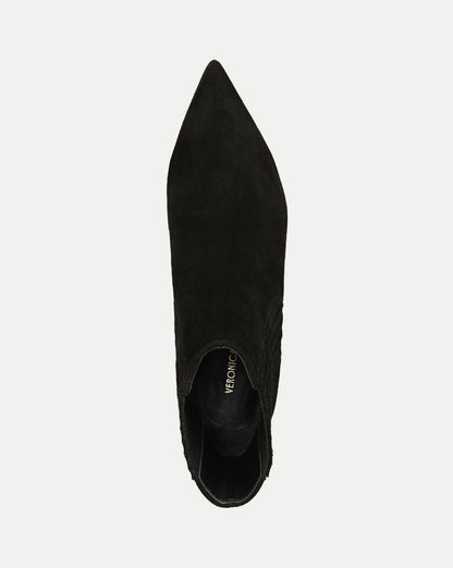Veronica Beard | Lisa Mid-Heel Ankle Boot in Black Suede Black