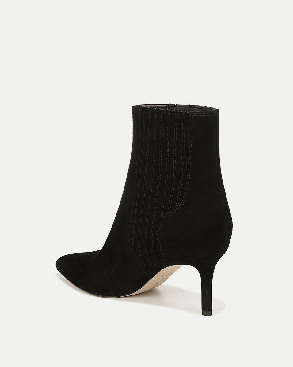 Veronica Beard | Lisa Mid-Heel Ankle Boot in Black Suede Black