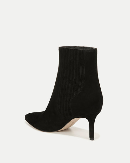 Veronica Beard | Lisa Mid-Heel Ankle Boot in Black Suede Black