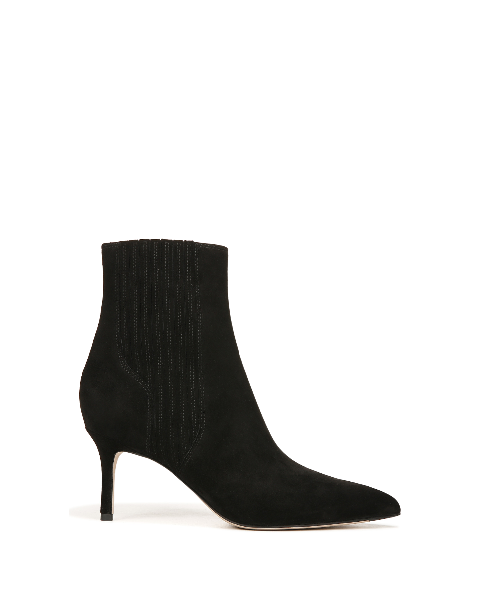 Veronica Beard | Lisa Mid-Heel Ankle Boot in Black Suede Black