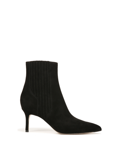 Veronica Beard | Lisa Mid-Heel Ankle Boot in Black Suede Black