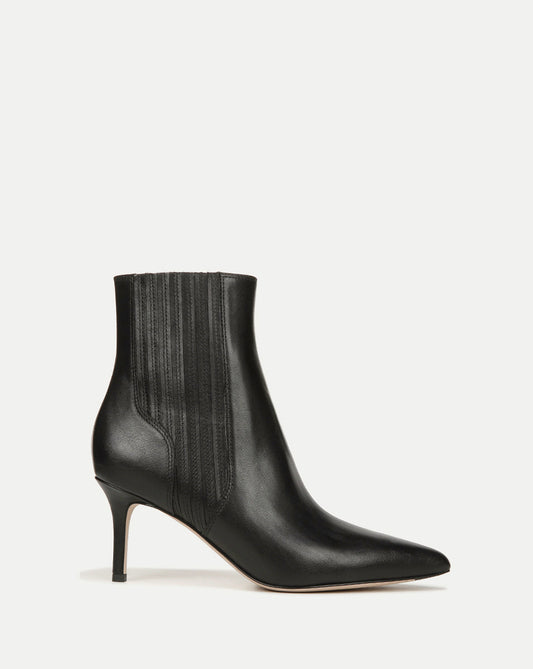 Veronica Beard | Lisa Mid-Heel Ankle Boot in Black Leather Black