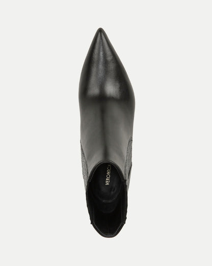 Veronica Beard | Lisa Mid-Heel Ankle Boot in Black Leather Black