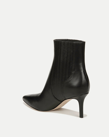 Veronica Beard | Lisa Mid-Heel Ankle Boot in Black Leather Black