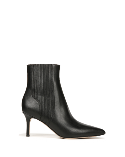 Veronica Beard | Lisa Mid-Heel Ankle Boot in Black Leather Black