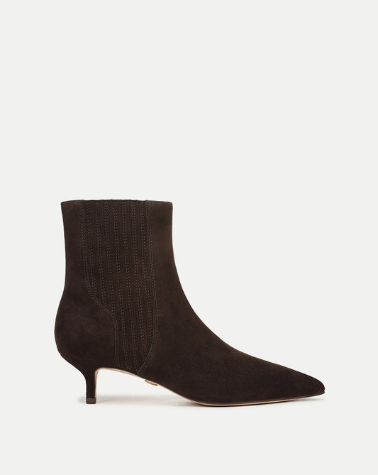 Veronica Beard | Lisa Kitten-Heel Ankle Boot in Espresso Espresso
