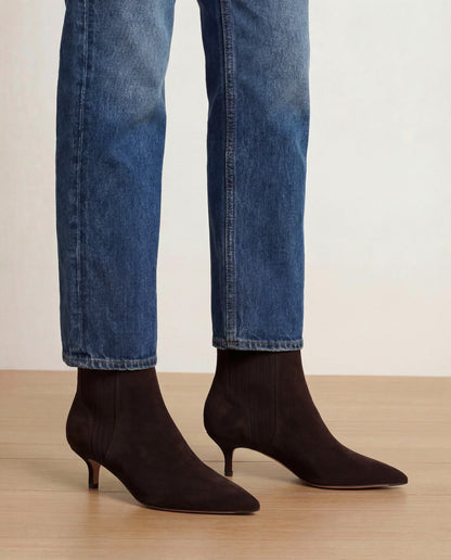 Veronica Beard | Lisa Kitten-Heel Ankle Boot in Espresso Espresso