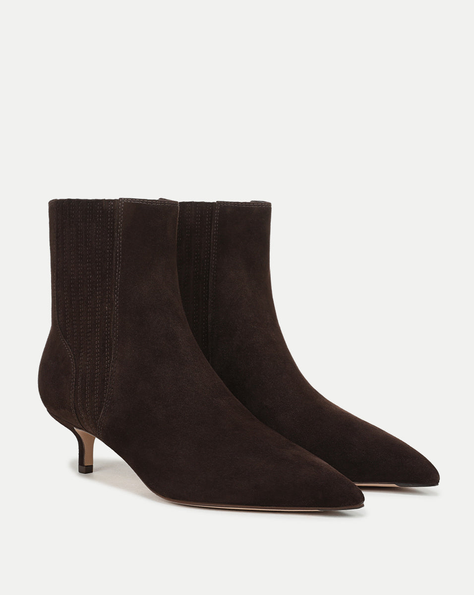 Veronica Beard | Lisa Kitten-Heel Ankle Boot in Espresso Espresso