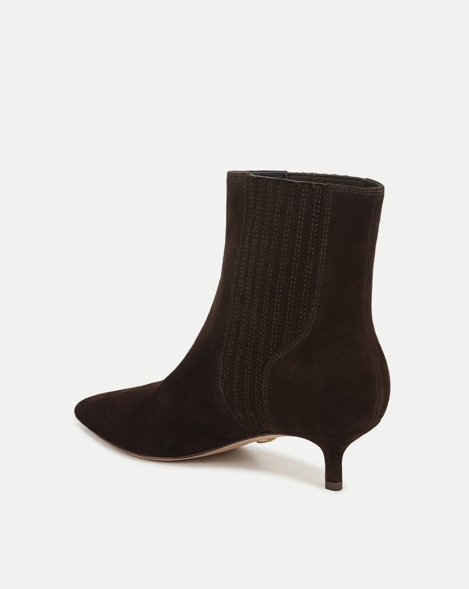 Veronica Beard | Lisa Kitten-Heel Ankle Boot in Espresso Espresso