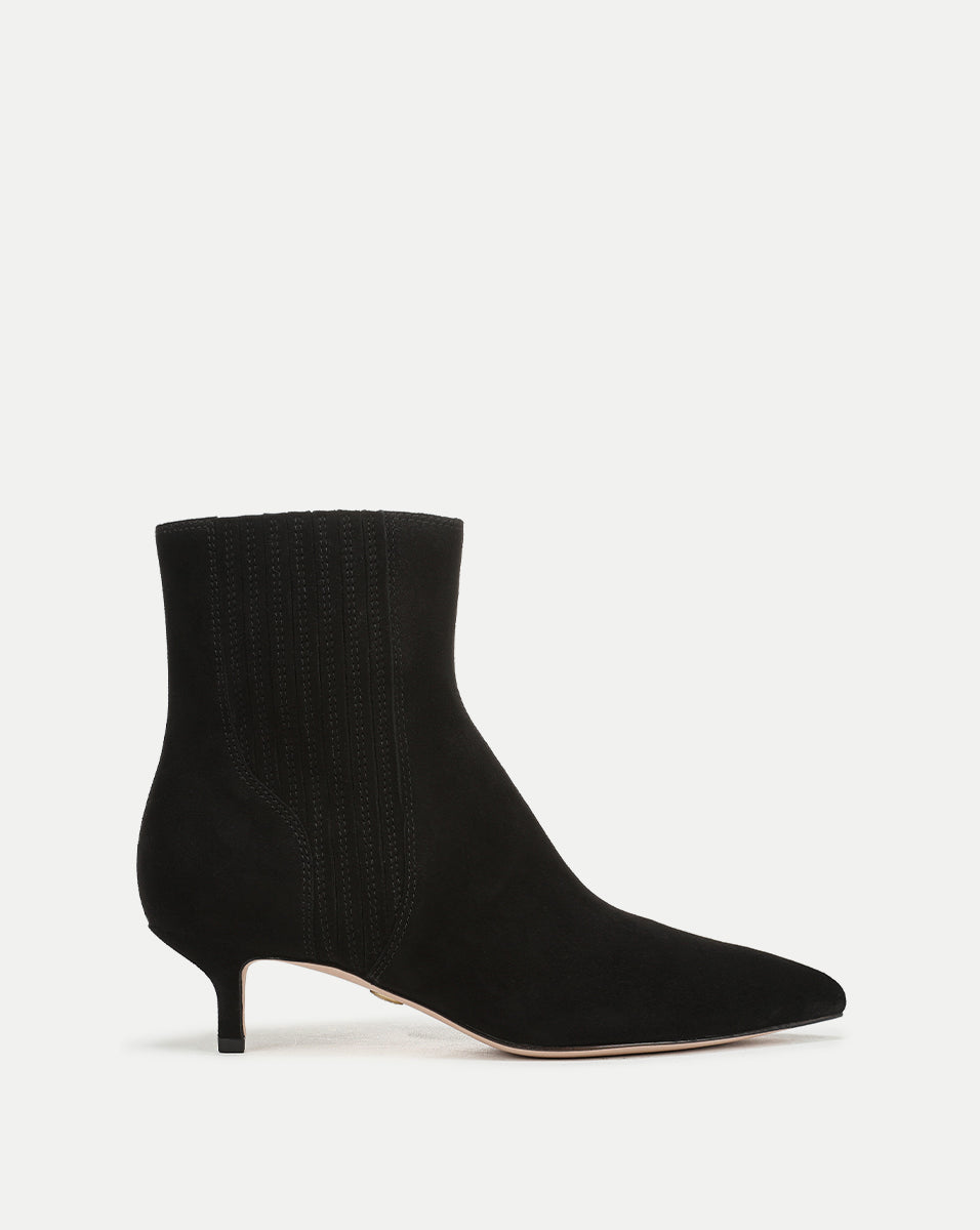 Veronica Beard | Lisa Kitten-Heel Ankle Boot in Black Black
