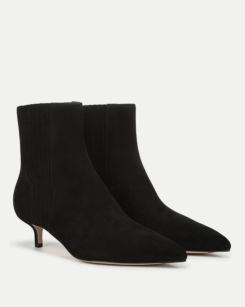 Veronica Beard | Lisa Kitten-Heel Ankle Boot in Black Black