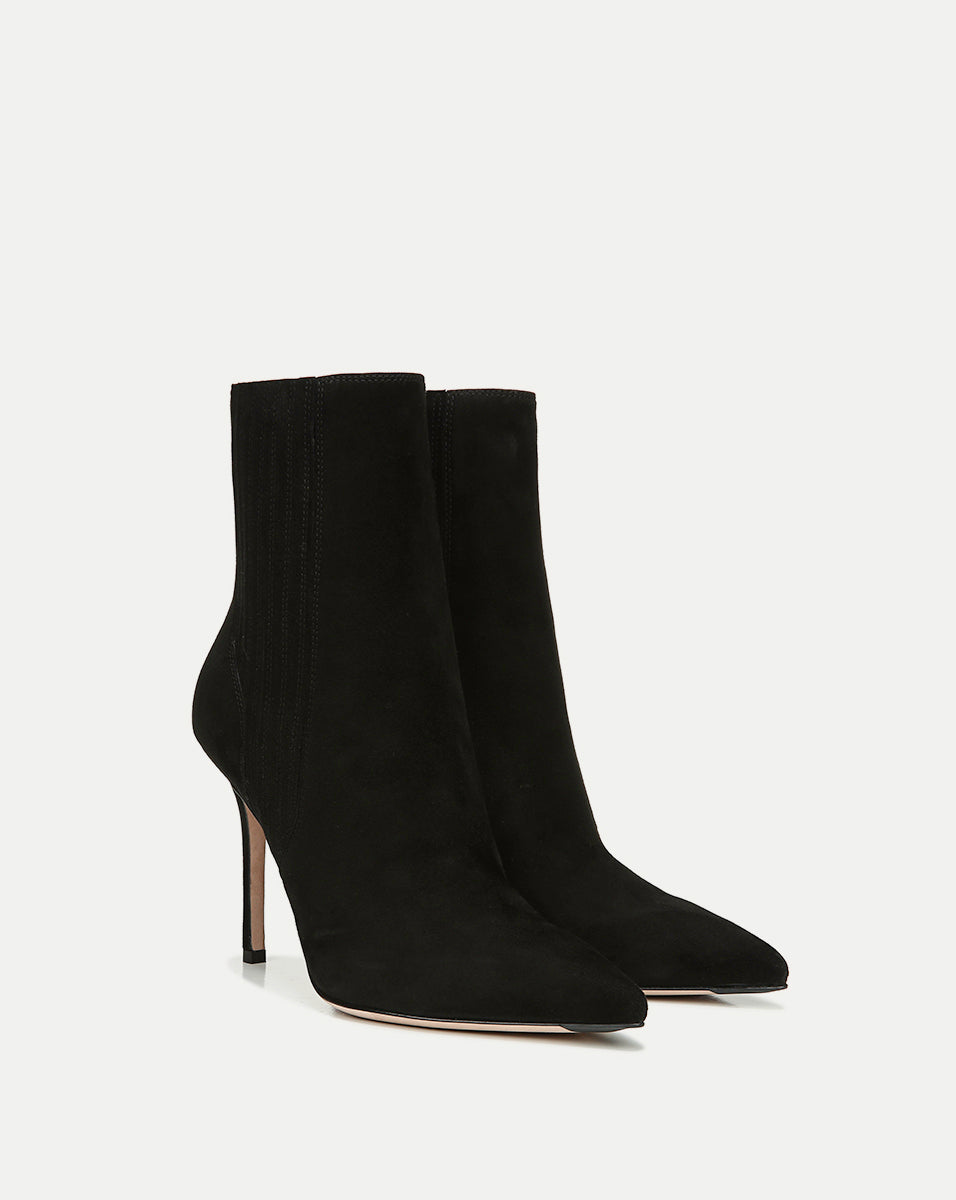 Veronica Beard | Lisa Stiletto Mid-Heel Ankle Boot in Black Black
