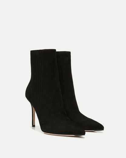 Veronica Beard | Lisa Stiletto Mid-Heel Ankle Boot in Black Black