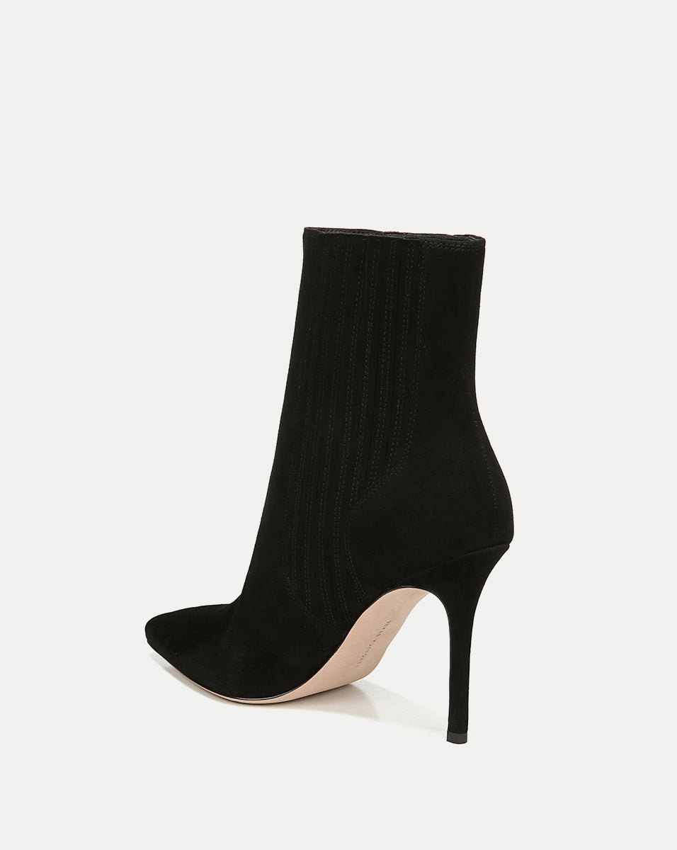 Veronica Beard | Lisa Stiletto Mid-Heel Ankle Boot in Black Black